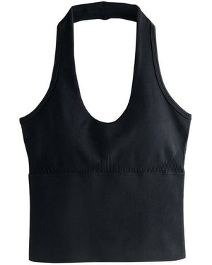 Self Neckholdertop Nahtloses Neckholder-Sportoberteil (1-Tlg) - Schwarz