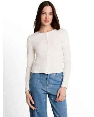Tom Tailor Cardigan Mit Feiner Struktur Und Knopfleiste - Weiß