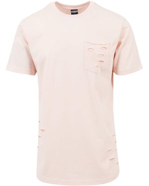Urban Classics T-Shirt Ripped Pocket Tee (1-tlg) - Pink