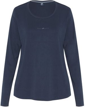 Polo Sylt Langarmshirt im Label-Design - Blau