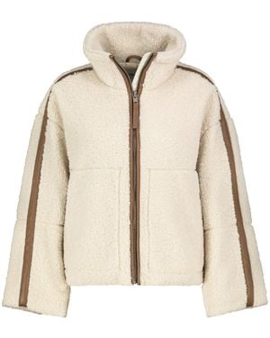 Sublevel Winterjacke Sherpa Teddyfleecejacke Oversize mit Stehkragen und Leistentaschen - Natur