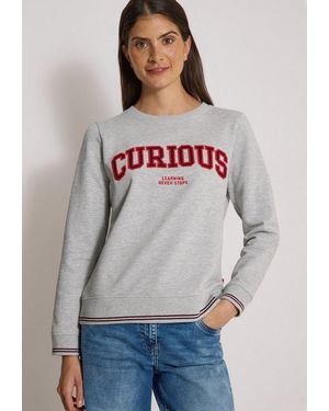 Cecil Sweatshirt Mit Rundhalsausschnitt - Grau