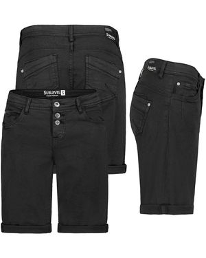 Sublevel Bermudas Jeans Shorts Bermuda Kurze Hose Short Denim Stretch - Schwarz