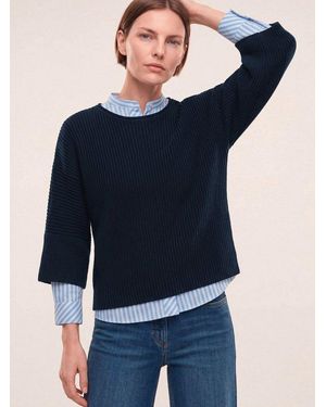 Walbusch Rundhalspullover Damen Pullover Mit Kimonoärmel Rundhals, Modern - Blau