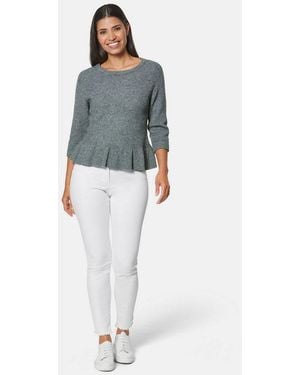 Madeleine Strickpullover Pullover Mit Schößchen - Grau