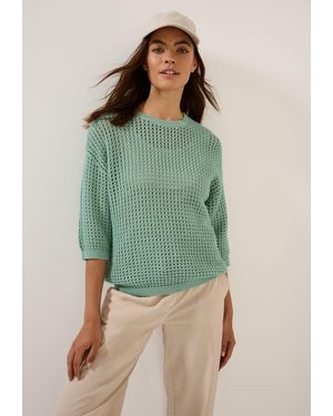Cecil Strickpullover in Häkel-Optik - Grün