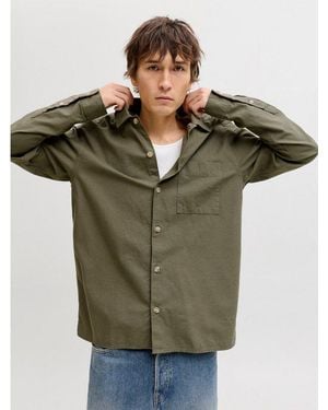 Jack & Jones Langarmhemd Jjetristan Overshirt Ls Sn Mit Knopfleiste - Grün