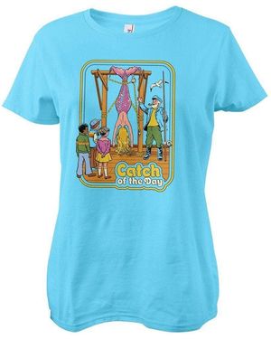 Steven Rhodes T-Shirt Catch Of The Day Girly Tee - Blau