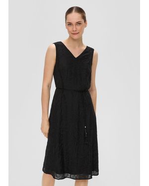 S.oliver Minikleid Kleid mit Kordelzug und verdecktem Reißverschluss Quasten - Schwarz