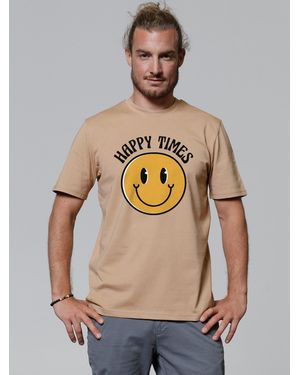 wat? Apparel Wat? Apparel T-Shirt Happy times smiley emoji - Braun
