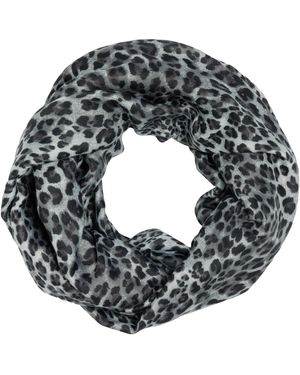Caspar Loop Leichter Schal weiches Halstuch Leo Muster Animal Print - Grau