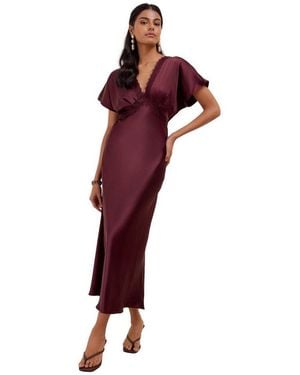 Friends Like These Midikleid Satin-Midikleid Mit Spitze (1-Tlg) - Rot
