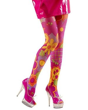 Widdmann Strumpfhose 70Er Flower Hippie Strumpfhose - Pink