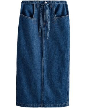 Next Midirock Hourglass-Rock mit Gürtel und Taschen Baumwolle (1-tlg) - Blau