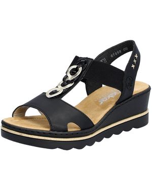 Rieker Keilsandalette, Sommerschuh, Sandale, Keilabsatz, Mit Gummizug Für Perfekten Sitz - Blau