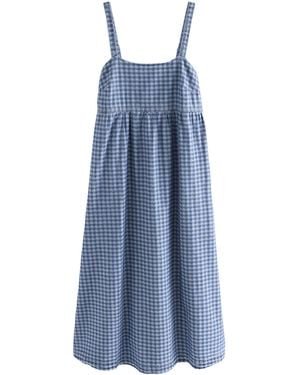 Next Midikleid Jeans-Minikleid mit dünnen Trägern, Kurzgröße (1-tlg) - Blau