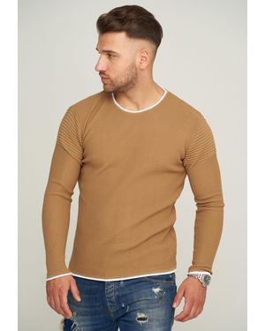 behype Strickpullover MKLAYER57 in trendiger Layer-Optik - Blau