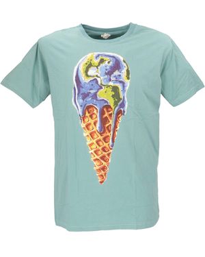 Guru-Shop -, Tree save earth T-Shirt - Ice/aqua Retro - Blau