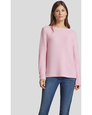 Rabe Rundhalspullover in Struktur-Optik - Pink