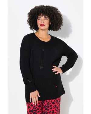 Angel of Style Strickpullover Pullover Loose Fit Destroyed-Look - Schwarz