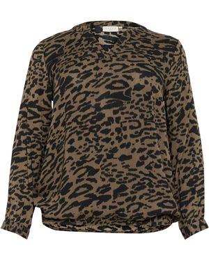 Kaffe Langarmbluse Langarm-Bluse KCdiana Große Größen - Braun