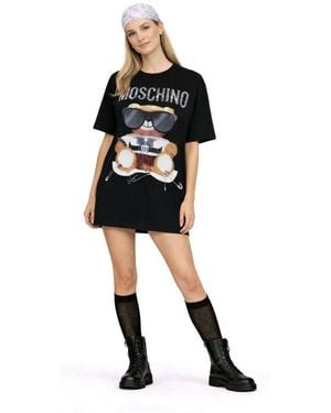 Moschino T-Shirt Couture Teddy Bear Oversize Loose Fit Teddybär Top - Schwarz