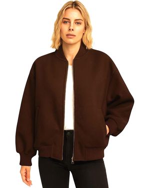Worldclassca Bomberjacke Bomberjacke Oversize Jacke Übergangsjacke Zipper Blouson Neue Kollektion - Braun