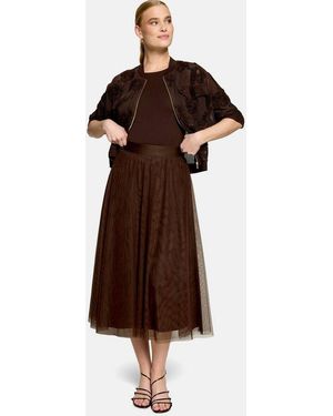 Zero Midirock Damen Mit Elastischem Bund Material - Braun