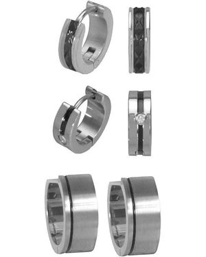 Firetti Creolen- Multipack Schmuck Geschenk Ohrschmuck Creolenset (Set, 6-tlg), mit Zirkonia (synth) - Grau