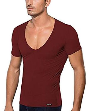 Doreanse T- Deep V Shirt Bordeaux 2820 - Rot