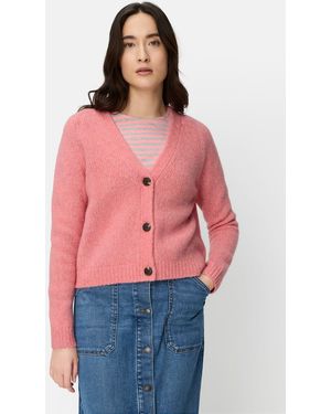 Camel Active Cardigan mit Raglanärmeln und Knopfverschluss Langarm Markenlabel - Rot
