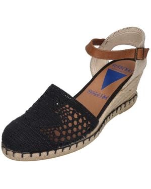 Verbenas Malena Crochet Lino Sandalette Negro - Schwarz