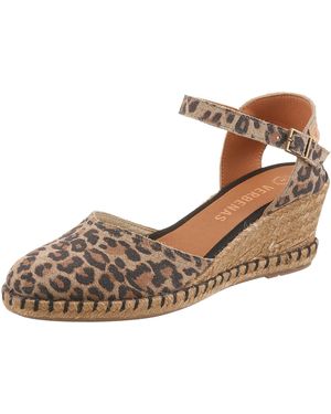 Verbenas MALENA Slingpumps Keilsandalette, Sommerschuh, Urlaubsschuh im Leo-Look - Braun