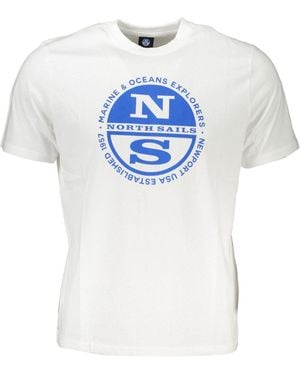 North Sails Kurzarm-T-Shirt Weiß mit Rundhals und - Blau