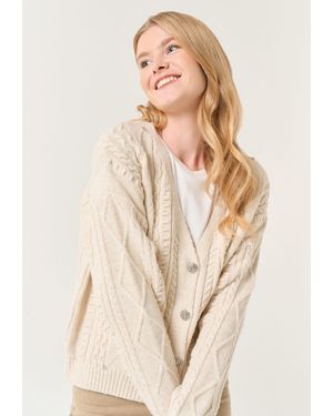 Jimmy Key V-Ausschnitt Langärmlig Cardigan - Natur