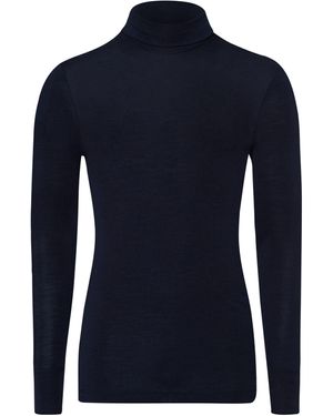 Hanro Rollkragenshirt Woolen Silk - Blau
