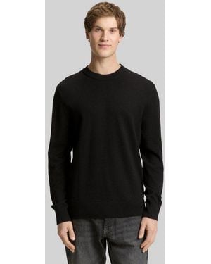Tom Tailor Strickpullover Pullover & Strickjacken Basic Strickpullover Aus Baumwolle - Schwarz