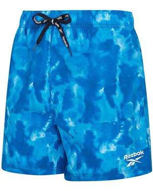 Reebok Badeshorts Milan (1-St) mit Kordelzug und elastischem Bund, Tie-Dye-Look, schnell trocknend - Blau