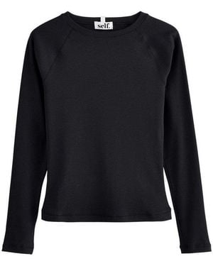 Self Langarmshirt Langärmeliges Oberteil Mit Rippenmuster (1-Tlg) - Blau