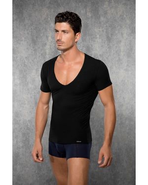 Doreanse Slim Fit T-Shirt mit tiefem V-Ausschnitt 2820 - Schwarz