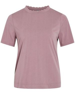 Vila T-Shirt Klassisches Kurzarm-Design Mit Für Damen Tencel Modal Nachhaltig Normal Fit Rundhals Kurzarm - Pink