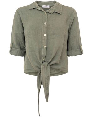 Zwillingsherz Klassische Bluse Leinenbluse in verschiedenen Farben Uni "Summer - Grün
