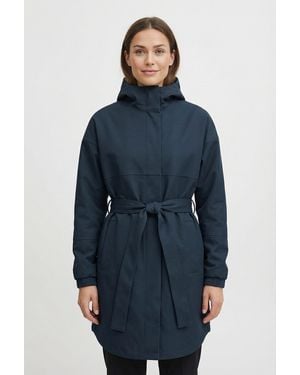 Freequent Anorak FQSTORM-JA-BELT mit Kapuze und Bindegürtel - Blau