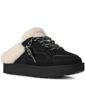 UGG W Lowmel Mule Slipper Plateau Clog, Mule, Schnürer Mit Warmfutter-Kragen - Schwarz