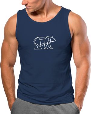 Neverless Tanktop Tank-Top Polygon Design Bär Bear Tiermotiv Outdoor mit Print - Blau