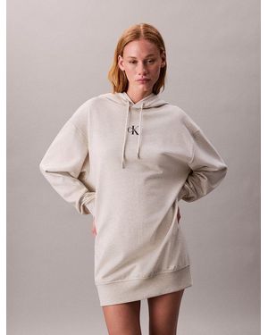 Calvin Klein Sweatkleid Ls Monologo Premium Terry Hoodie Mit Rundhalsausschnitt, Loose Fit - Braun