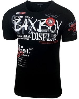 Baxboy T-Shirt Moderner Männer Kurzarm Verwaschen Used Look Tshirt B-147 - Schwarz
