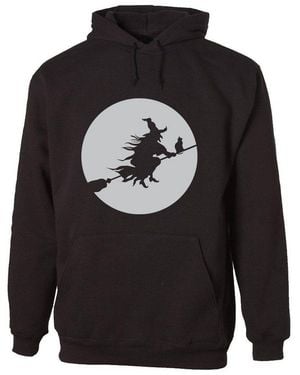 G-graphics Hoodie Hexe Auf Dem Besen Mit Trendigem Frontprint Zu Karneval, Fasching Oder Halloween - Grau
