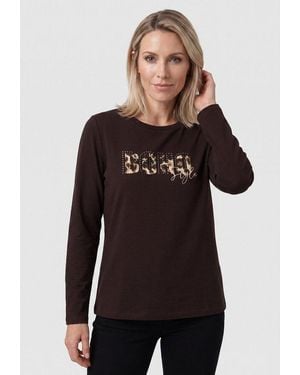 Olsen T-Shirt Mit Placement Print Und Rundhalsausschnitt - Schwarz