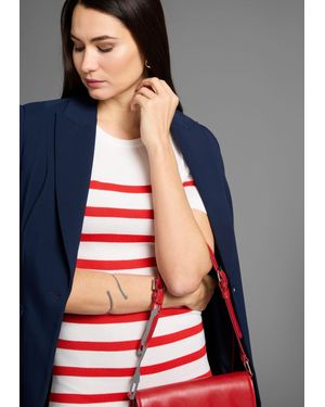 Hechter Paris Strickkleid wadenlang, modern, aus Viskosemischung, Kurzarm - Blau